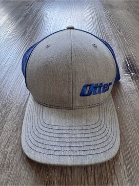 Otter Outdoors Trucker Hat Gray White Mesh Snapback Blue Logo Cap